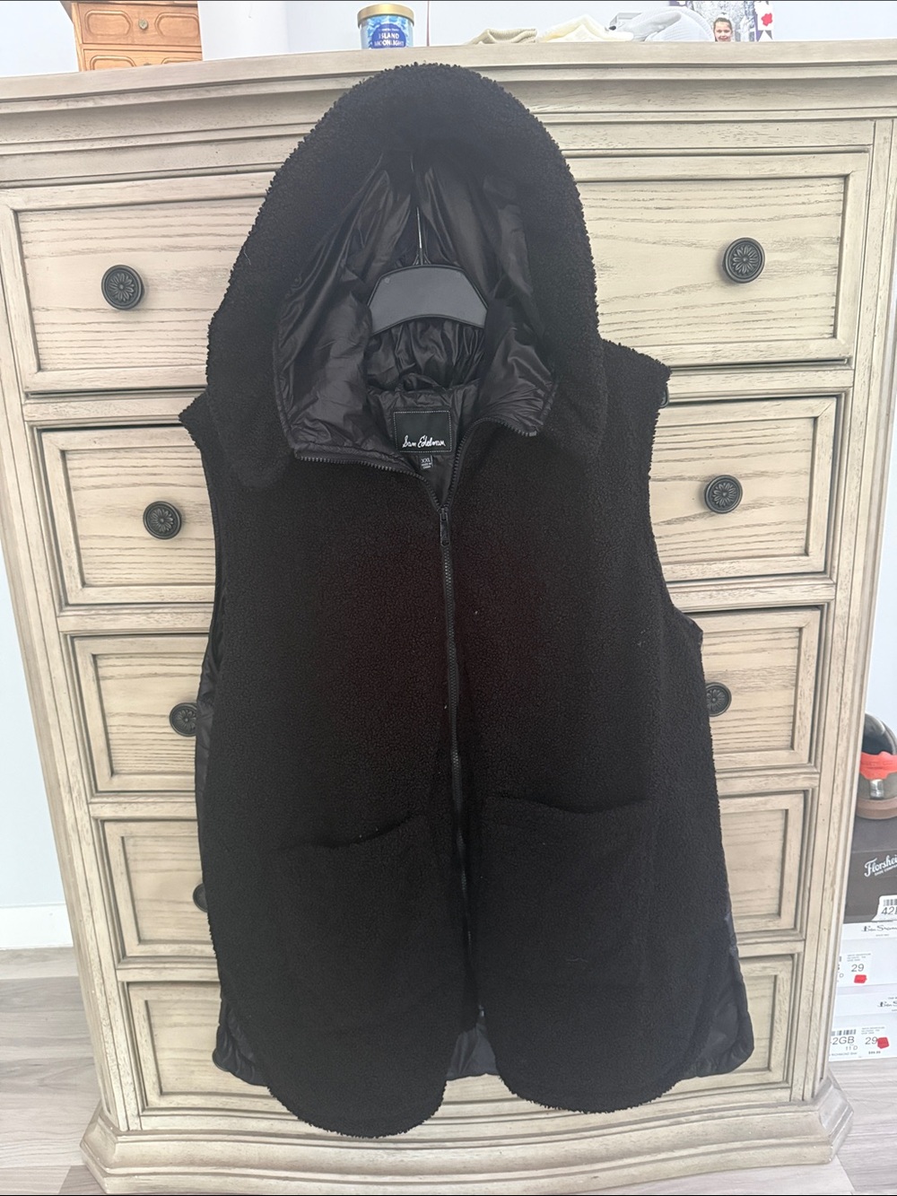 Sam Edelman Black Sherpa Puffer-Lined Vest